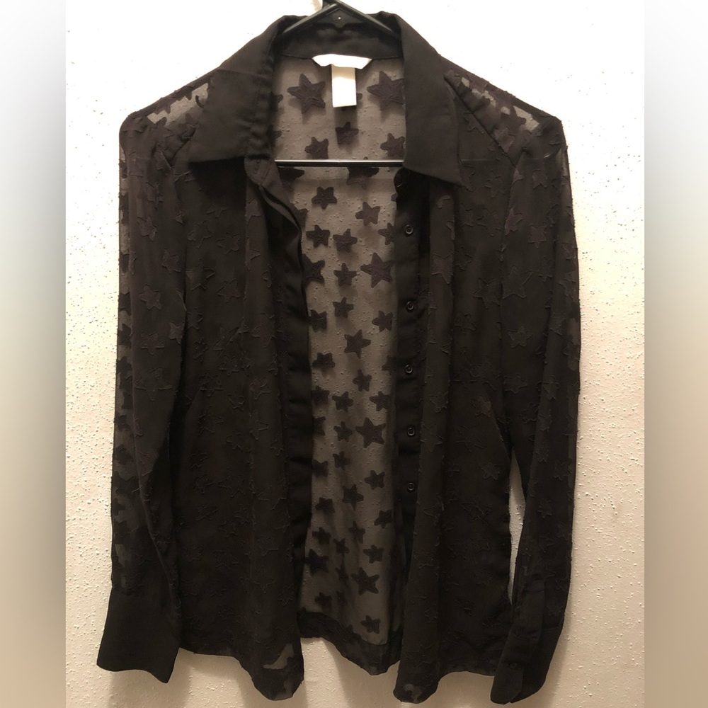 H&M Purple star long sleeve blouse
